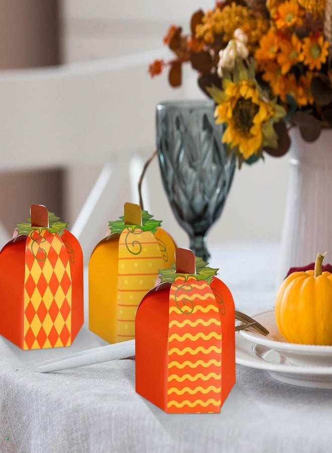 Cholemy 30 Pcs Thanksgiving Fall Treat Boxes Pumpkin Shape Gift Box for Candy Cookie Fall Treat Boxes Containers for Autumn Harvest Thanksgiving Party Favor Decoration, 6 Designs (Classic) - Image 5